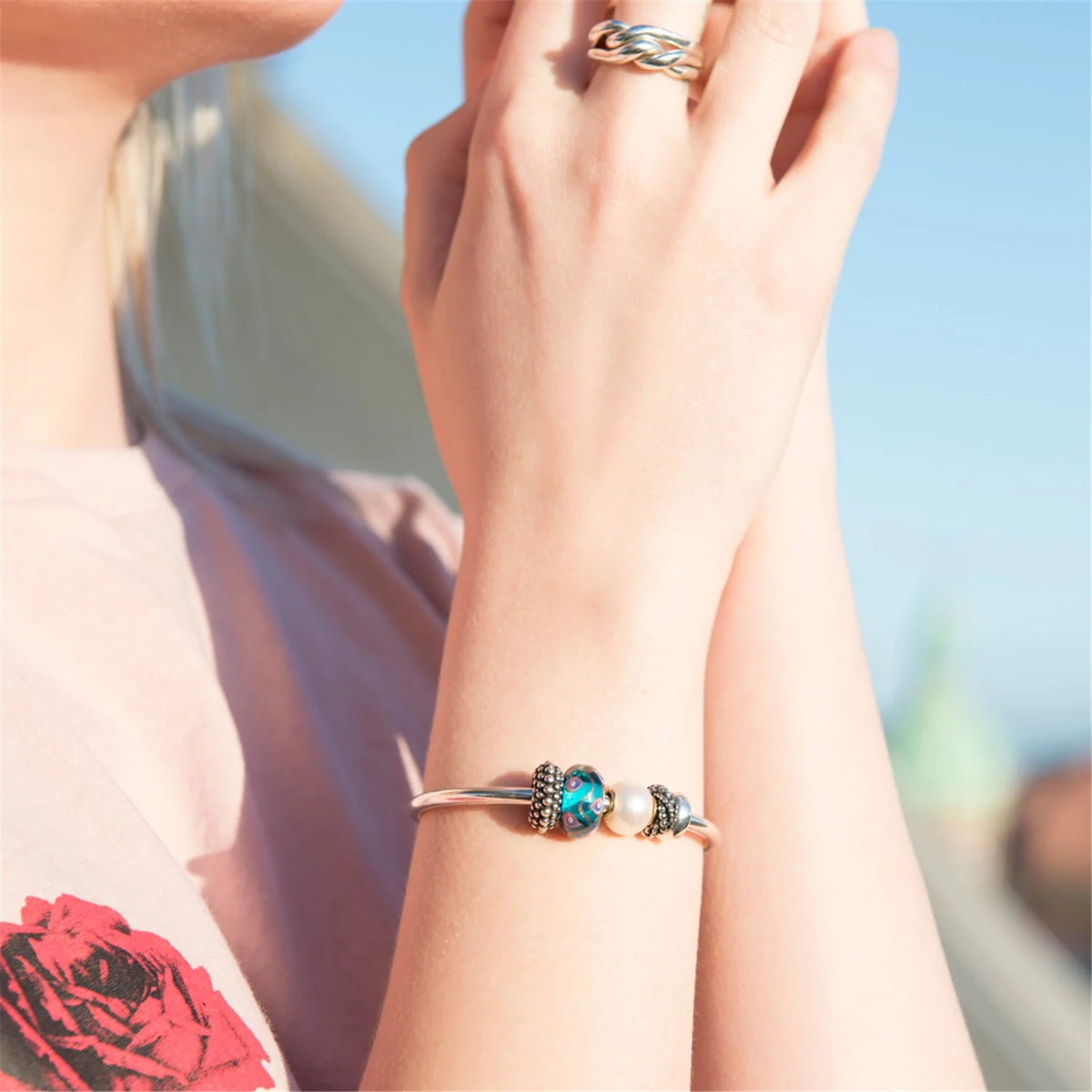 Beads Trollbeads - Perla con Oro - TAGBE-00086