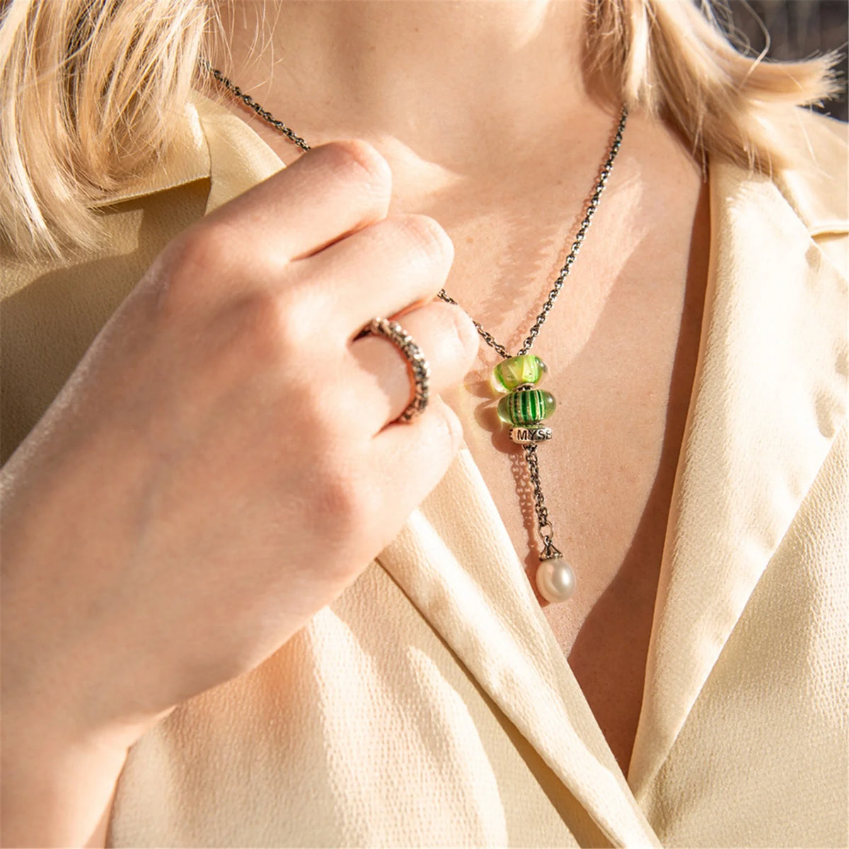 Base Trollbeads - Collana Fantasia con Perla - TAGFA-00019