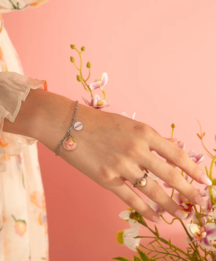 Anello in Acciaio Mad Tea collezione: Il giardino dei desideri - Fiori di Campo - Anello della Magia