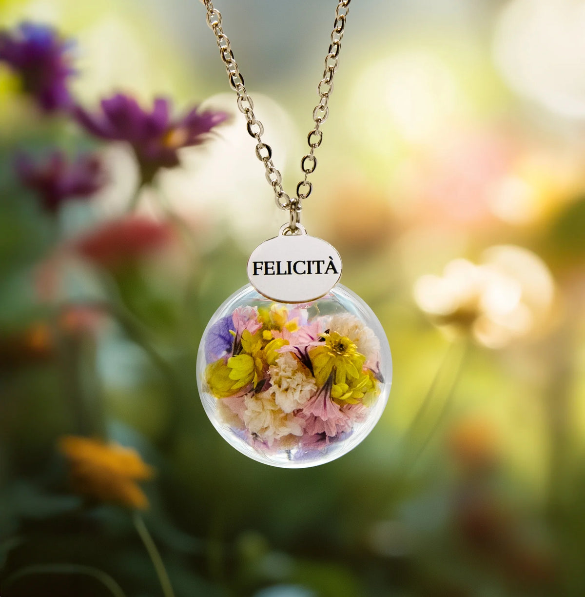 Collana in Acciaio Mad Tea collezione: Il giardino dei desideri - Fiori di Spello - Collana della Felicità