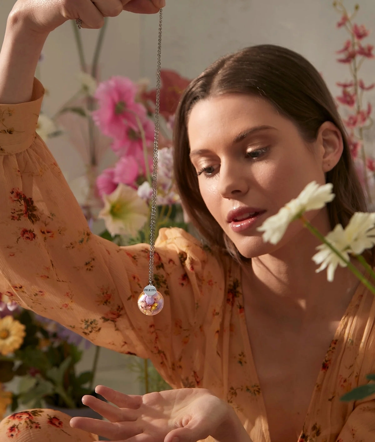 Collana in Acciaio Mad Tea collezione: Il giardino dei desideri - Fiori di Spello - Collana della Felicità