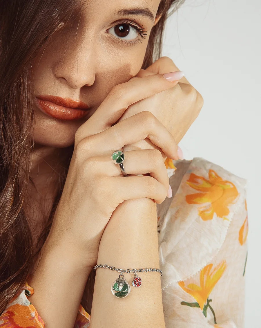 Bracciale in Acciaio Mad Tea collezione: Il giardino dei desideri - Quadrifoglio - Bracciale della Fortuna