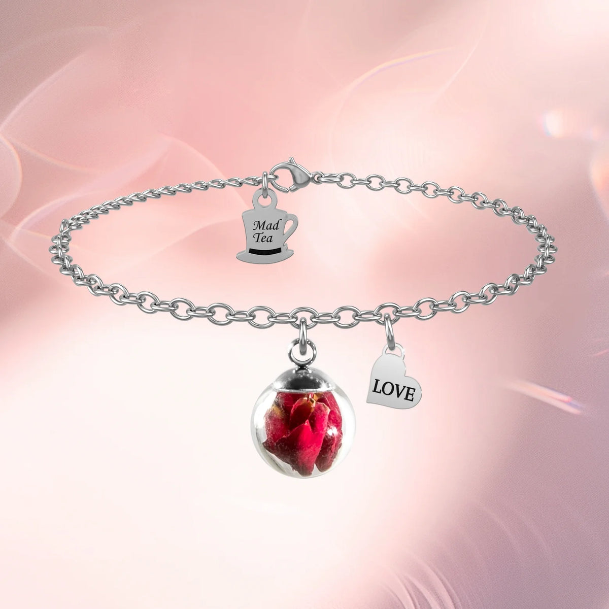 Bracciale in Acciaio Mad Tea collezione: Il giardino dei desideri - Rosa - Bracciale dell&#39; Amore