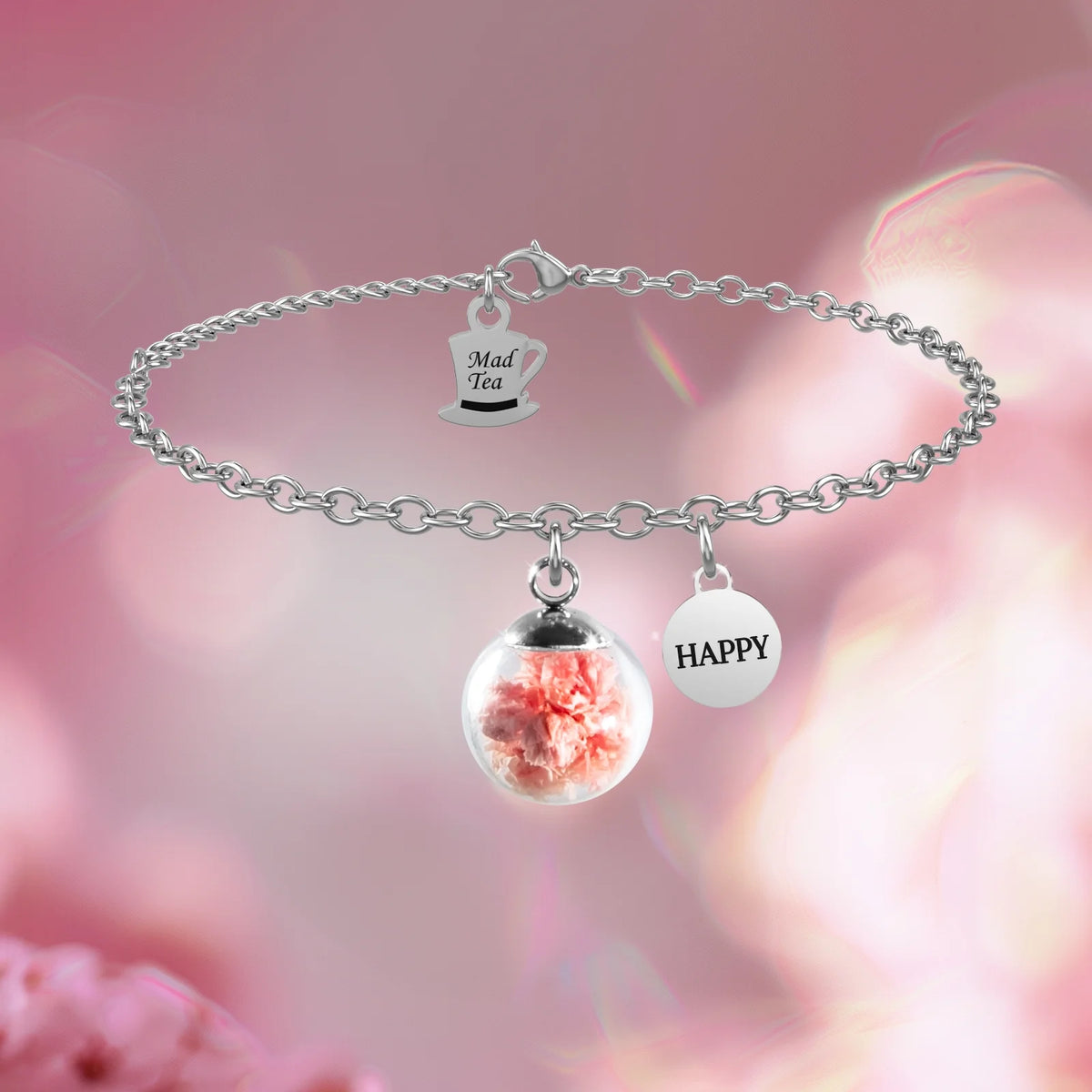 Bracciale in Acciaio Mad Tea collezione: Il giardino dei desideri - Gypsophilia - Bracciale della Felicità