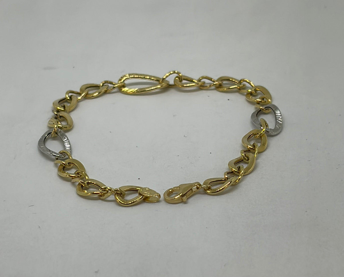 Bracciale in oro 750/1000 - 18 carati colore giallo e bianco - 19 centimetri - BO020
