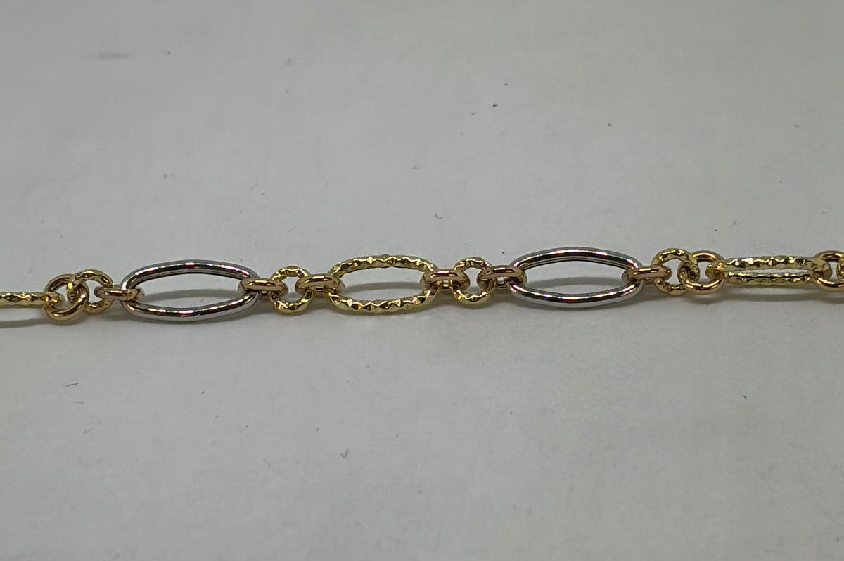 Bracciale in oro 750/1000 - 18 carati colore giallo e bianco - 18,5 centimetri - BO019