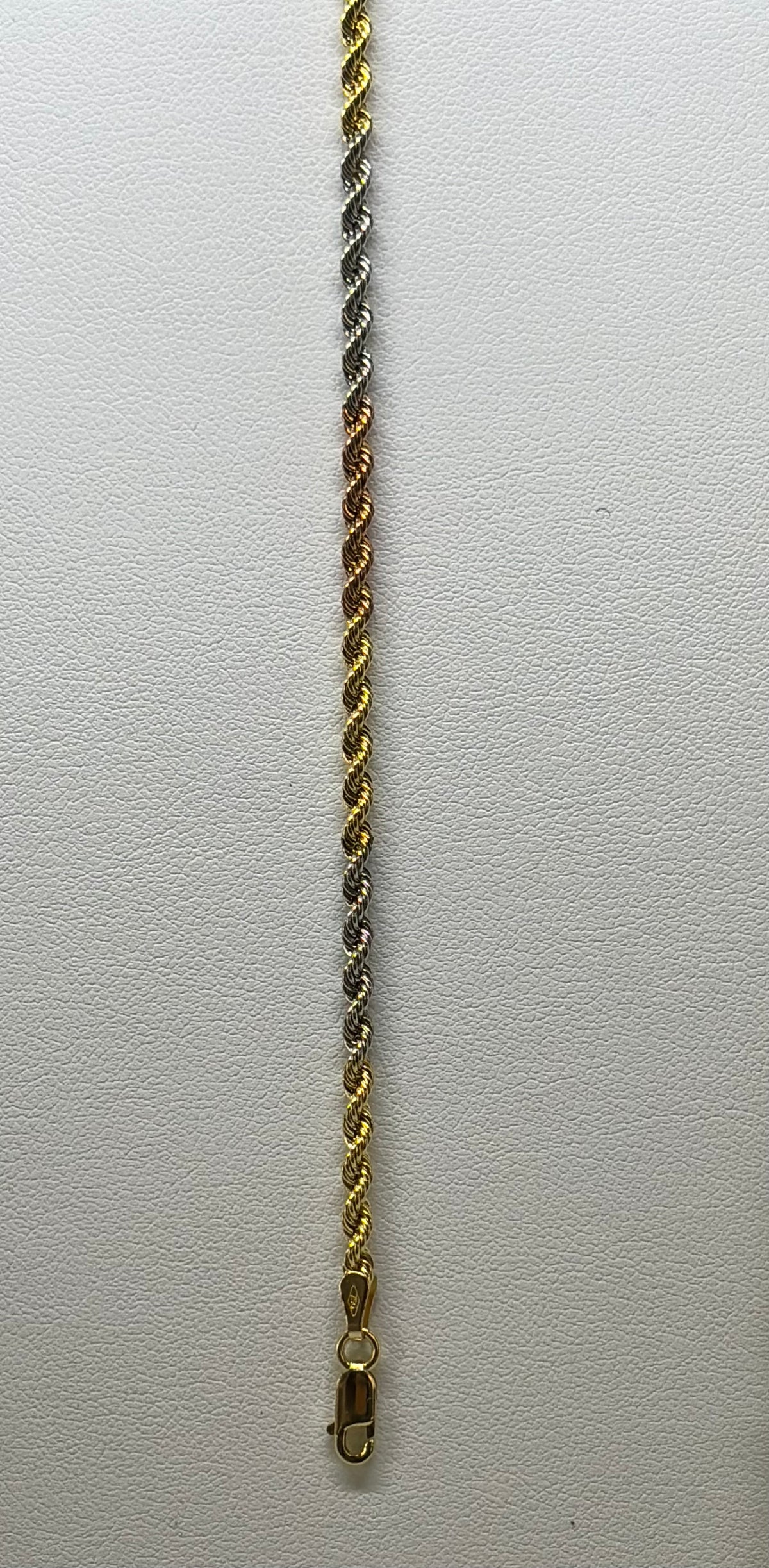 Bracciale in oro 750/1000 - 18 carati colore giallo, bianco e rosa - 19 centimetri - BO017