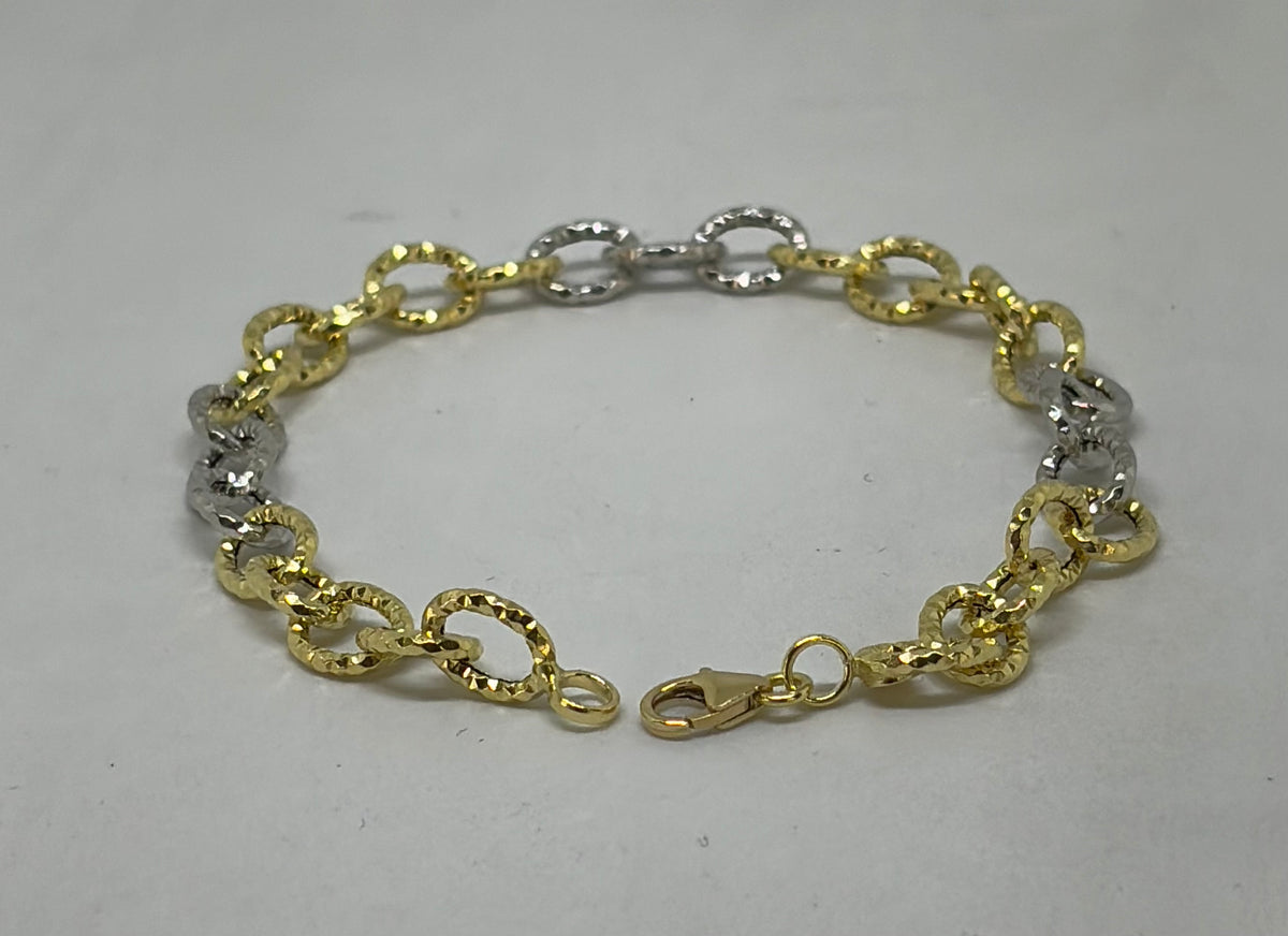 Bracciale in oro 750/1000 - 18 carati colore giallo e bianco - 20 centimetri - BO025