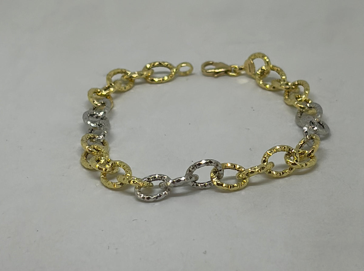 Bracciale in oro 750/1000 - 18 carati colore giallo e bianco - 20 centimetri - BO025