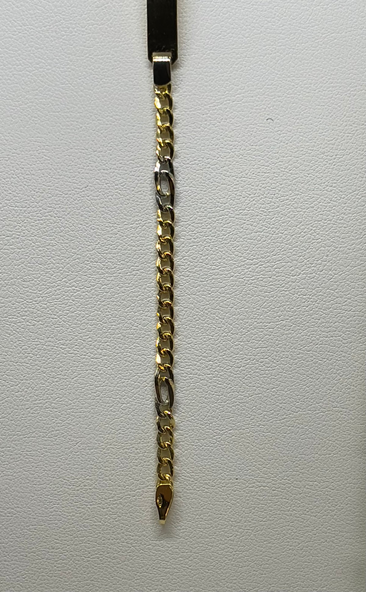 Bracciale in oro 750/1000 - 18 carati colore giallo e bianco con piastra incidibile - 18,5 centimetri  - BO010