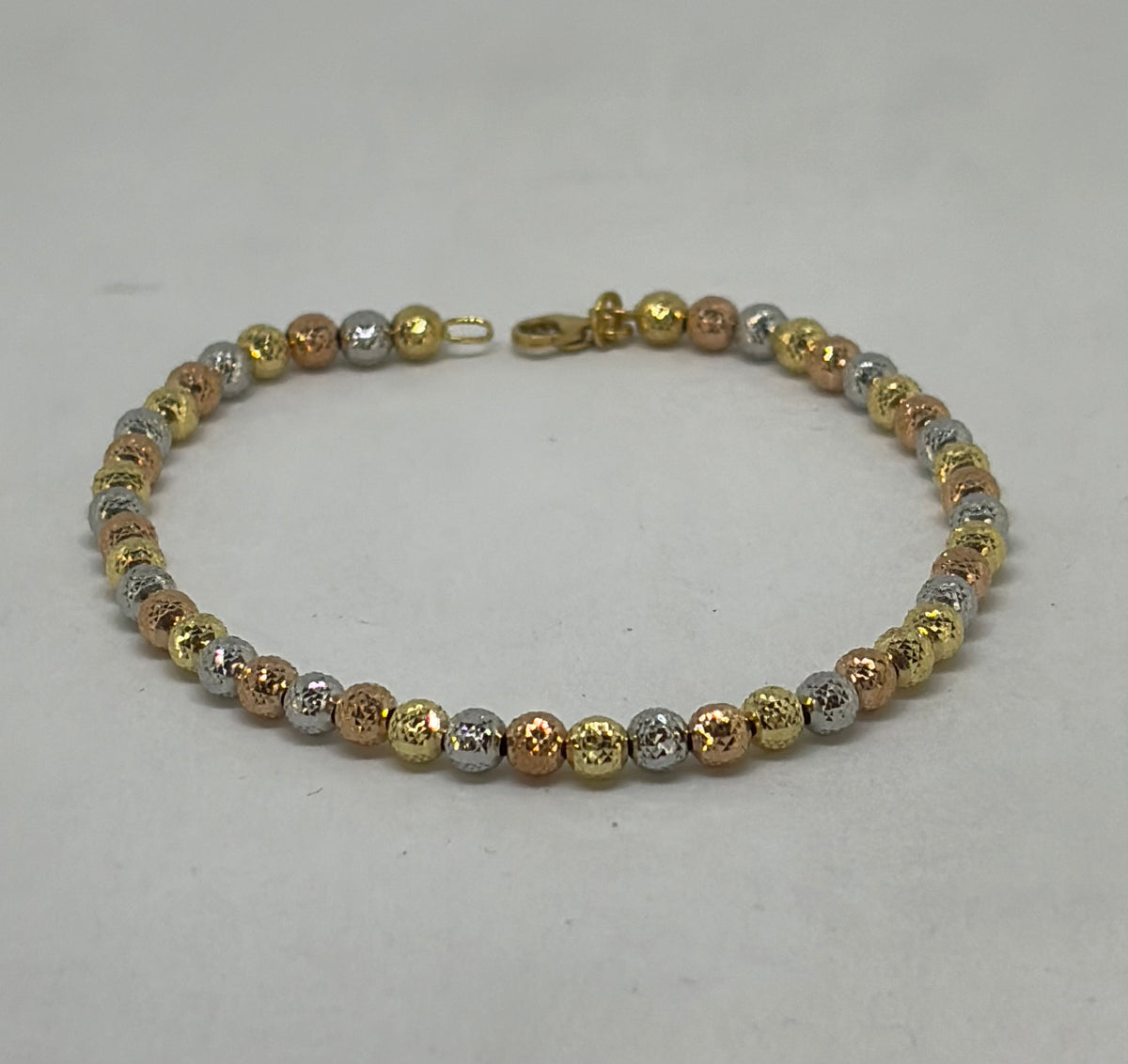 Bracciale in oro 750/1000 - 18 carati colore giallo, bianco e rosa - 19 centimetri - BO015
