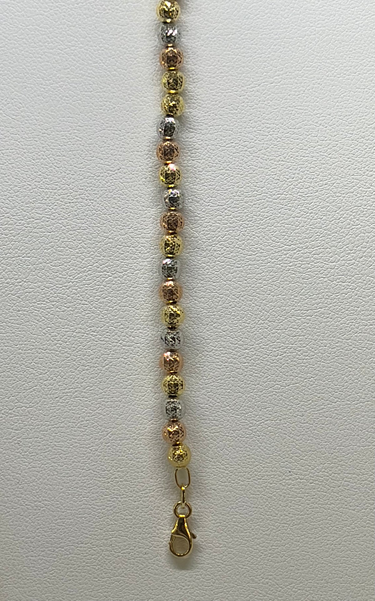 Bracciale in oro 750/1000 - 18 carati colore giallo, bianco e rosa - 19 centimetri - BO015