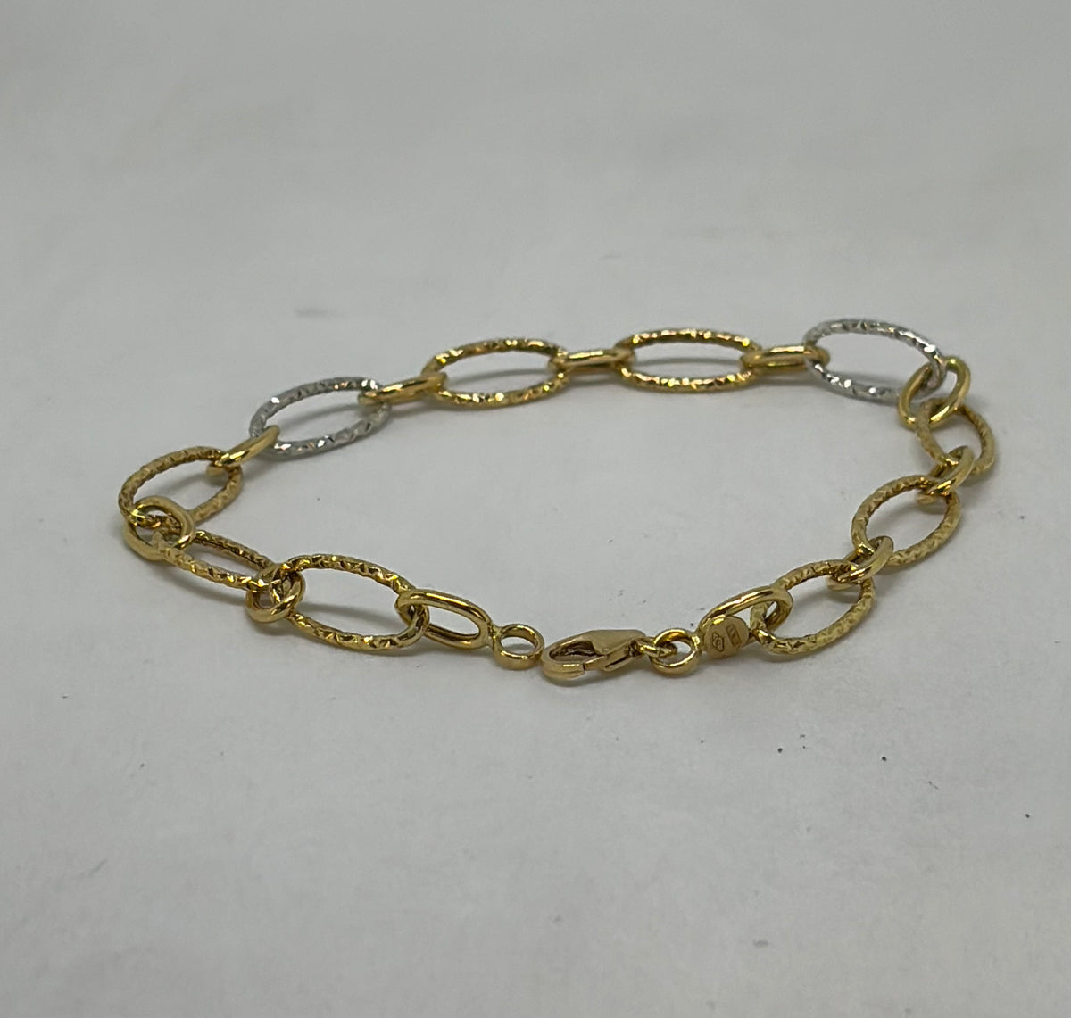 Bracciale in oro 750/1000 - 18 carati colore giallo e bianco - 19 centimetri - BO004