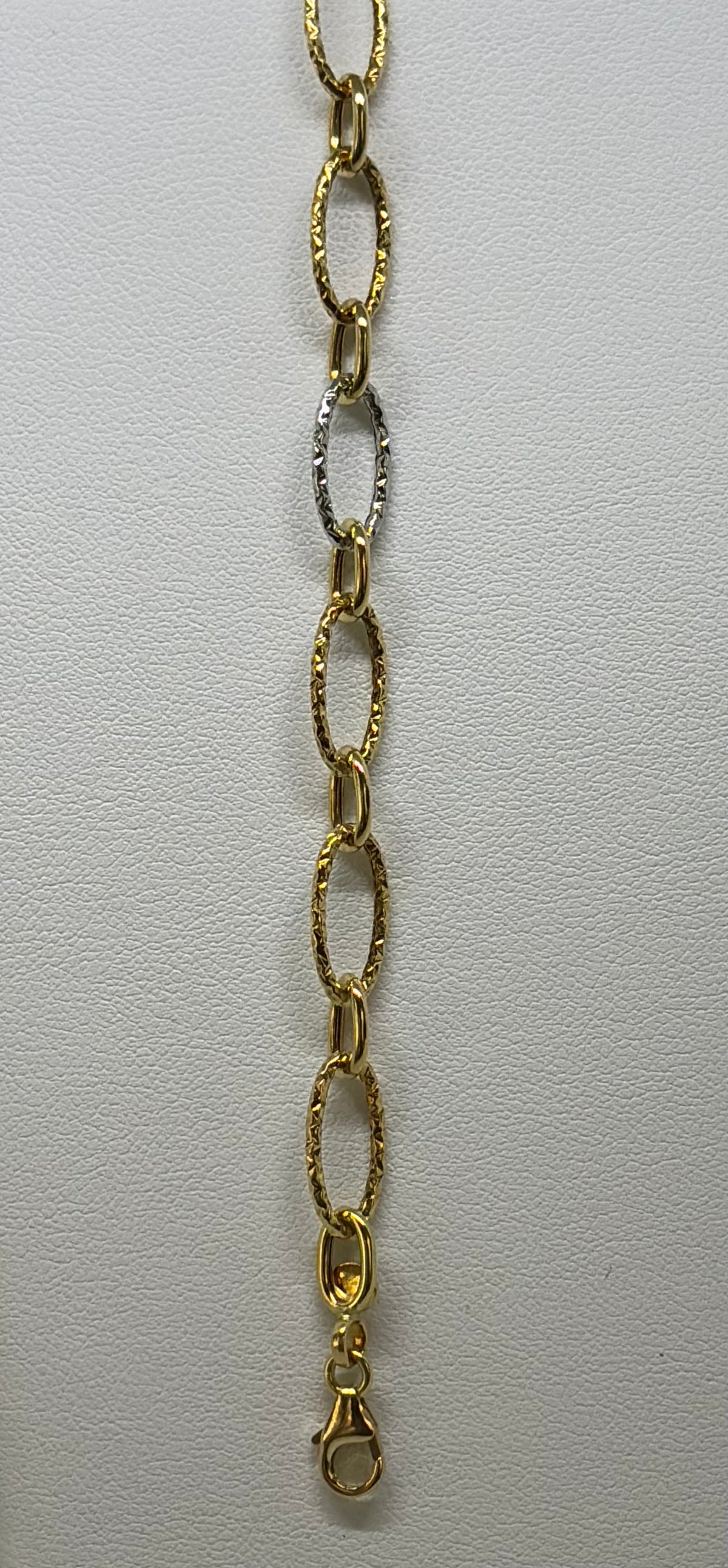 Bracciale in oro 750/1000 - 18 carati colore giallo e bianco - 19 centimetri - BO004