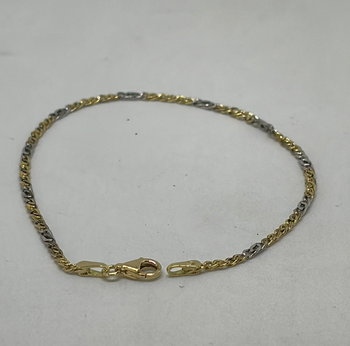 Bracciale in oro 750/1000 - 18 carati colore giallo e bianco - 18,5 centimetri - BO025