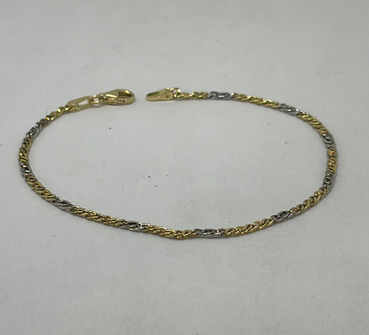 Bracciale in oro 750/1000 - 18 carati colore giallo e bianco - 18,5 centimetri - BO025