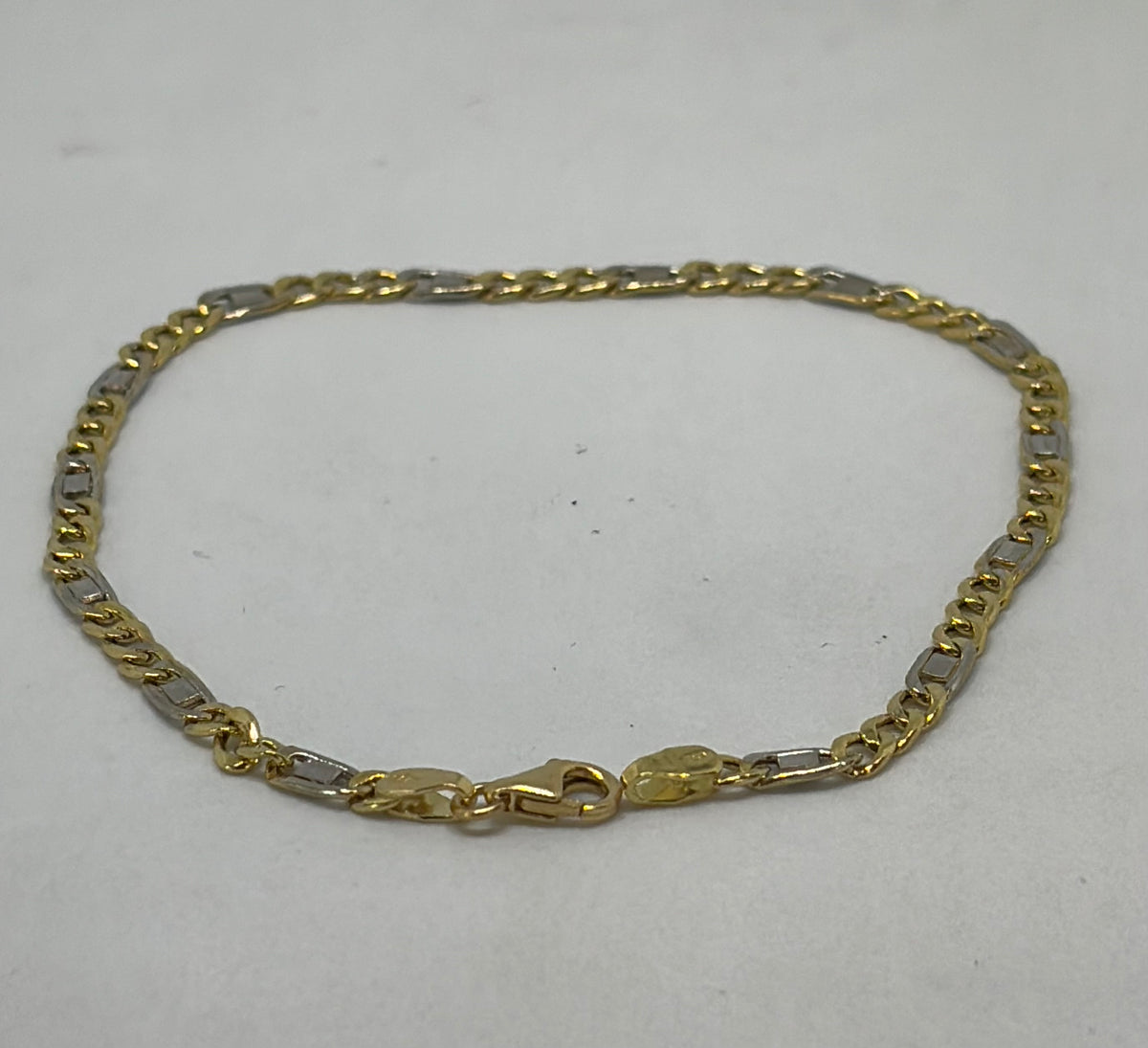 Bracciale in oro 750/1000 - 18 carati colore giallo e bianco - 21 centimetri - BO012