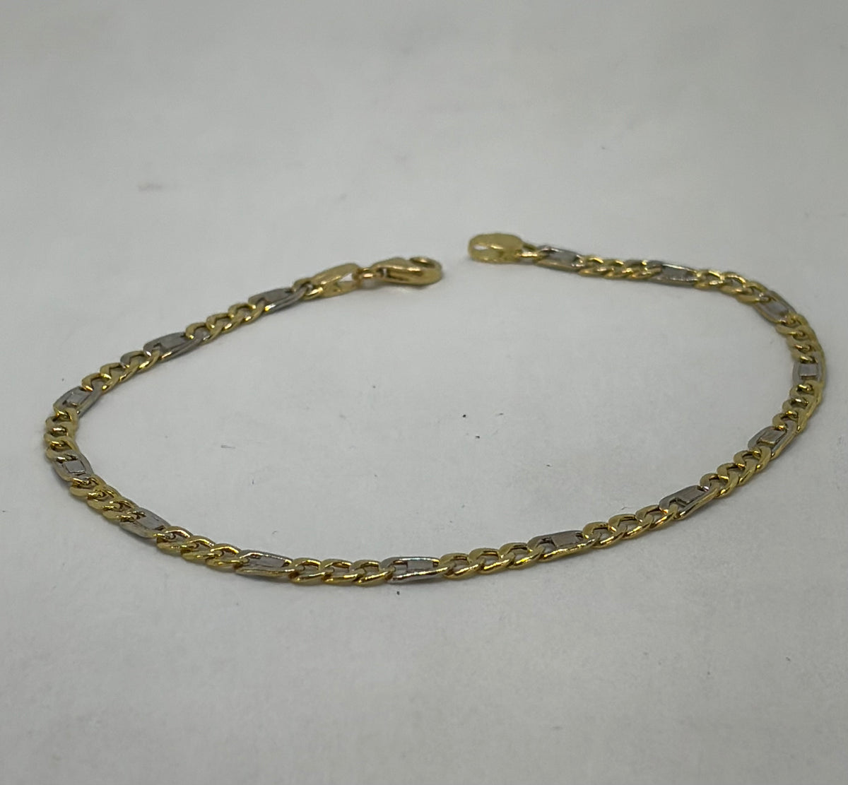 Bracciale in oro 750/1000 - 18 carati colore giallo e bianco - 21 centimetri - BO012