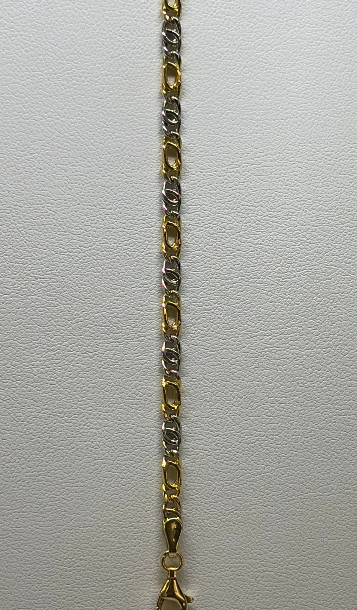 Bracciale in oro 750/1000 - 18 carati colore giallo e bianco - 19,5 centimetri - BO009