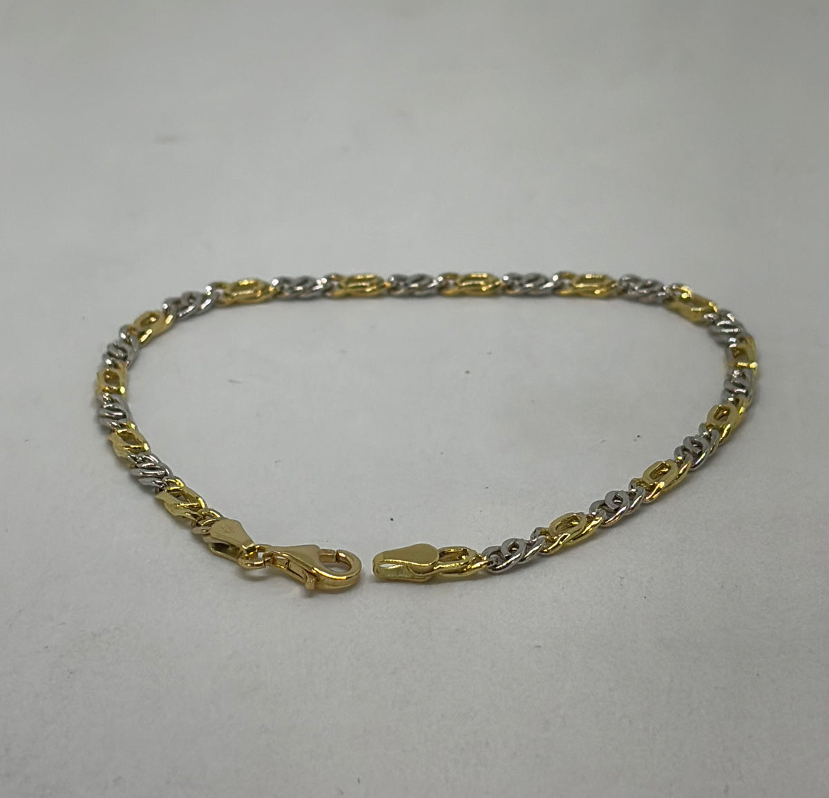 Bracciale in oro 750/1000 - 18 carati colore giallo e bianco - 19,5 centimetri - BO009