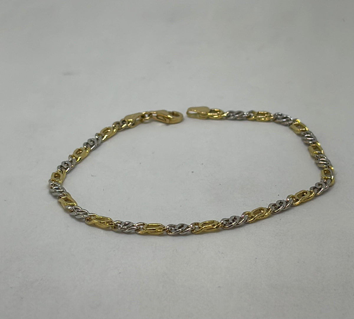 Bracciale in oro 750/1000 - 18 carati colore giallo e bianco - 19,5 centimetri - BO009
