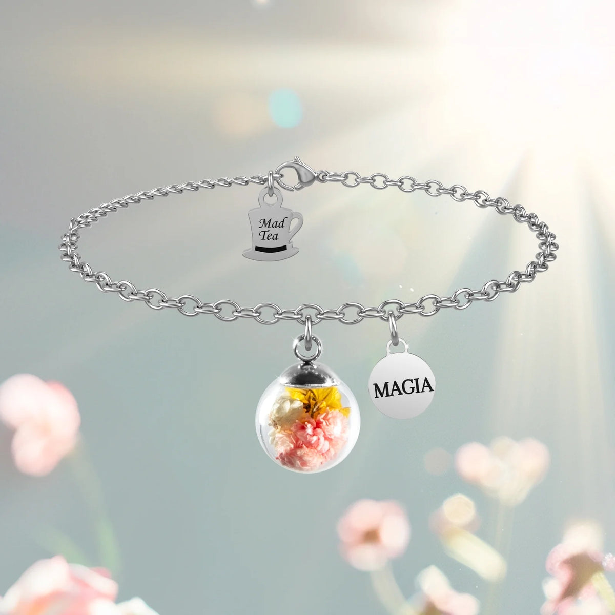 Bracciale in Acciaio Mad Tea collezione: Il giardino dei desideri - Fiori di Campo - Bracciale della Magia