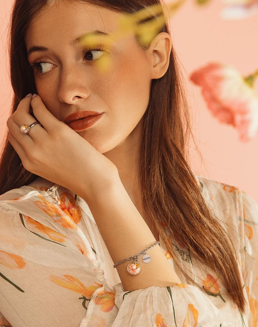 Anello in Acciaio Mad Tea collezione: Il giardino dei desideri - Fiori di Campo - Anello della Magia