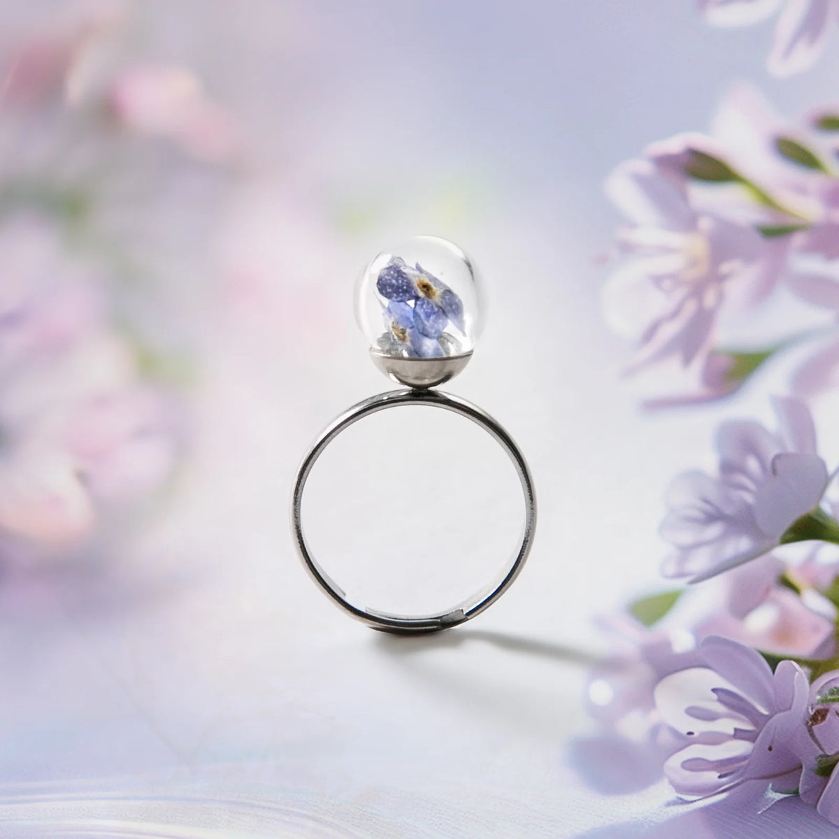 Anello in Acciaio Mad Tea collezione: Il giardino dei desideri - Non ti scordar di me - Anello Sempre nel Cuore