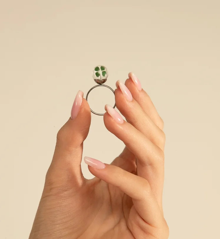 Anello in Acciaio Mad Tea collezione: Il giardino dei desideri - Quadrifoglio - Anello della Fortuna