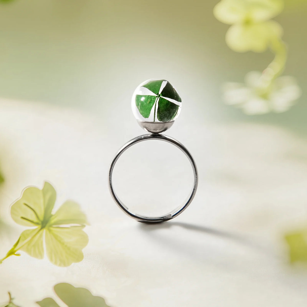 Anello in Acciaio Mad Tea collezione: Il giardino dei desideri - Quadrifoglio - Anello della Fortuna