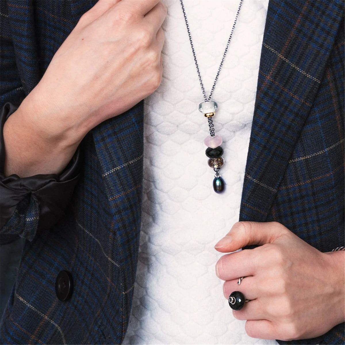 Base Trollbeads - Collana Fantasia con Perla Pavone - TAGFA-00056