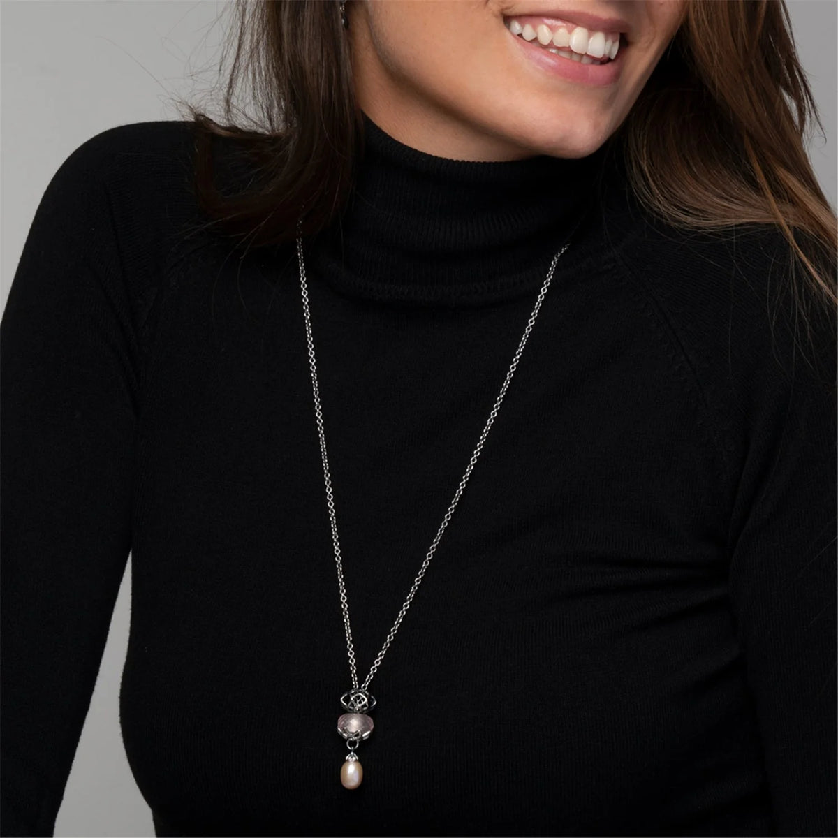 Base Trollbeads - Collana Fantasia con Perla Rosa - TAGFA-00049