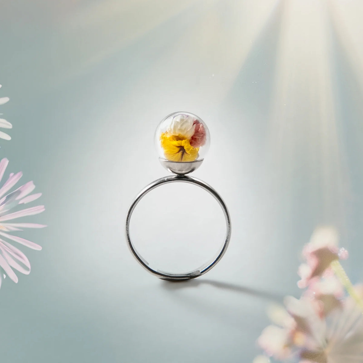 Anello in Acciaio Mad Tea collezione: Il giardino dei desideri - Fiori di Campo - Anello della Magia