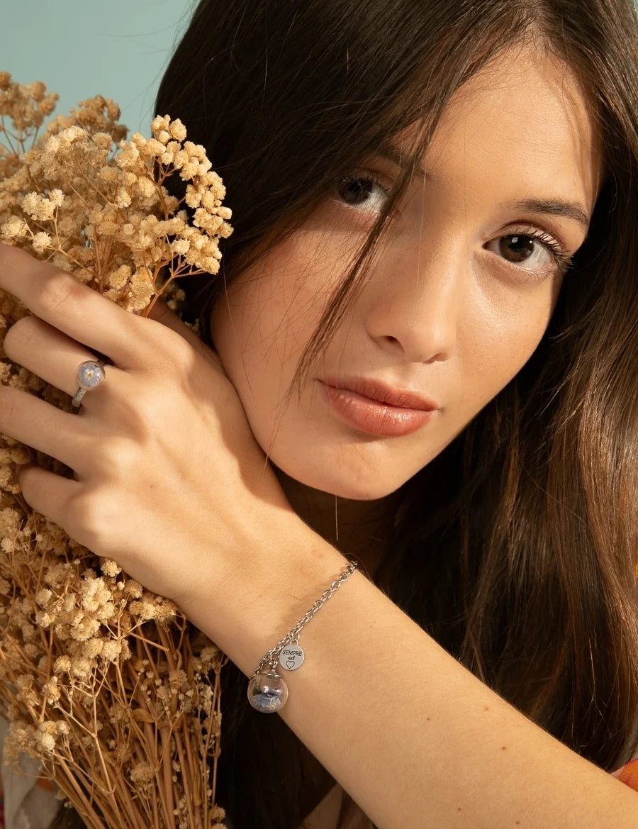 Anello in Acciaio Mad Tea collezione: Il giardino dei desideri - Non ti scordar di me - Anello Sempre nel Cuore