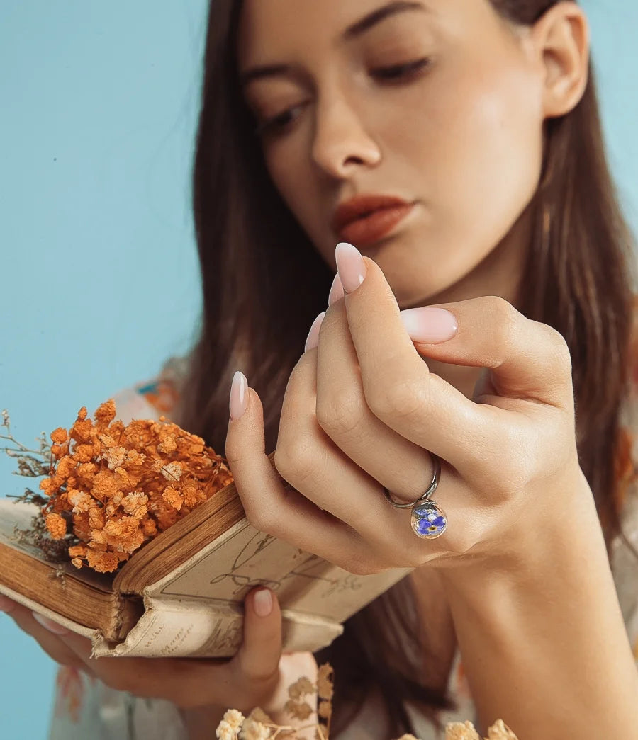 Anello in Acciaio Mad Tea collezione: Il giardino dei desideri - Non ti scordar di me - Anello Sempre nel Cuore