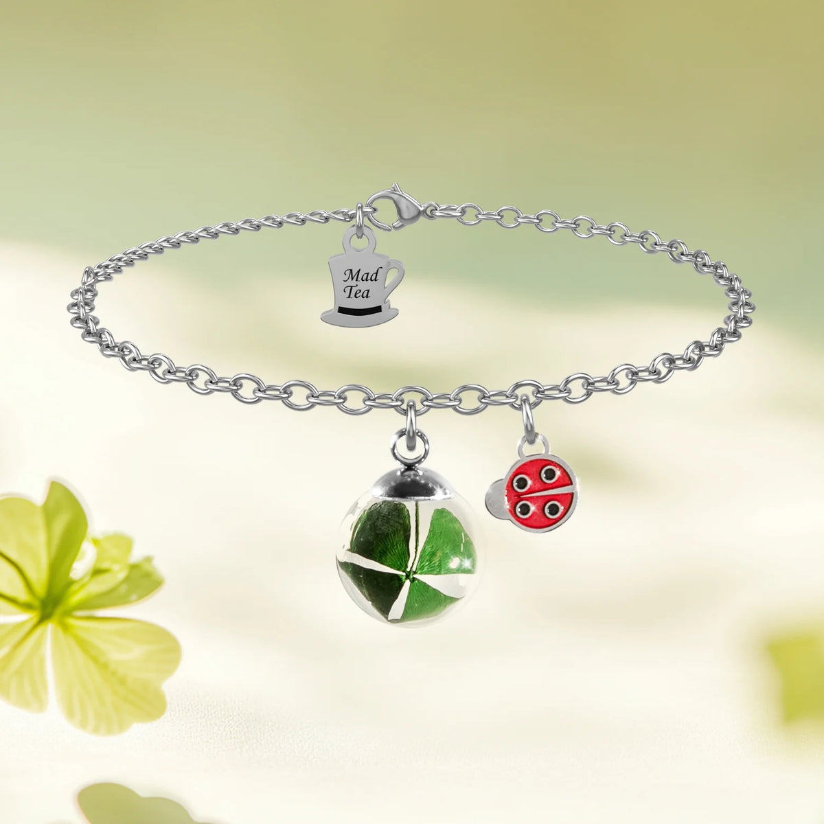 Bracciale in Acciaio Mad Tea collezione: Il giardino dei desideri - Quadrifoglio - Bracciale della Fortuna