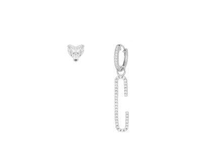 Orecchini Cuori Milano in Argento 925 con iniziale pendente e punto luce