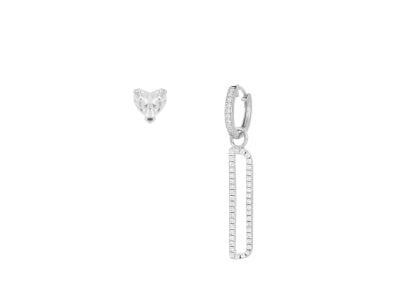 Orecchini Cuori Milano in Argento 925 con iniziale pendente e punto luce