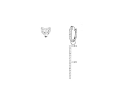 Orecchini Cuori Milano in Argento 925 con iniziale pendente e punto luce