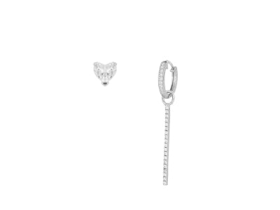 Orecchini Cuori Milano in Argento 925 con iniziale pendente e punto luce