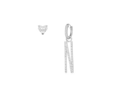 Orecchini Cuori Milano in Argento 925 con iniziale pendente e punto luce