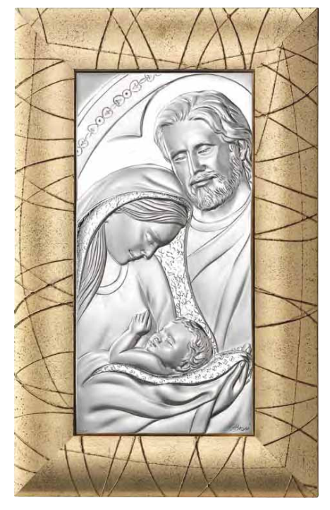 Quadro in argento sacro-Sacra Famiglia incorniciato-3151