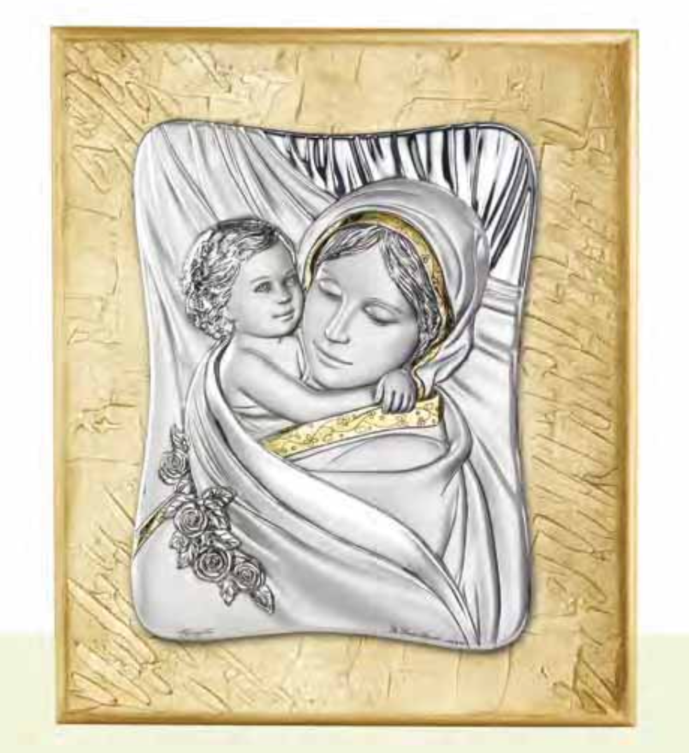 Quadro in argento sacro-Madonna con fondo-3170C