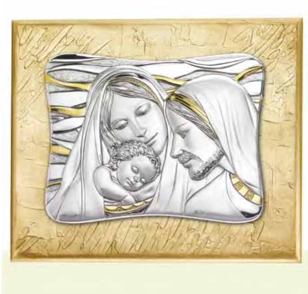 Quadro in argento sacro-Sacra Famiglia con fondo-3171C