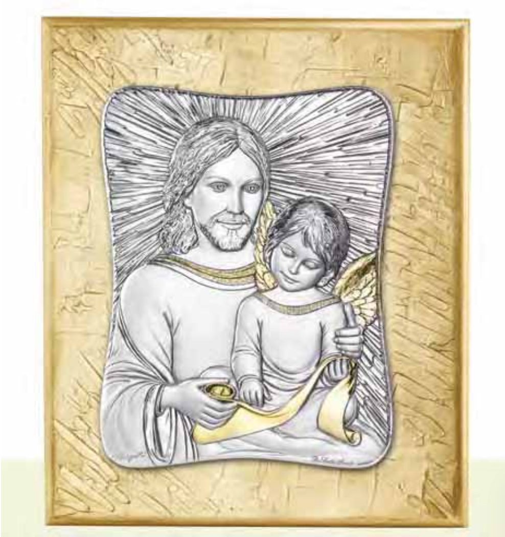 Quadro in argento sacro-Gesù con fondo-3172C