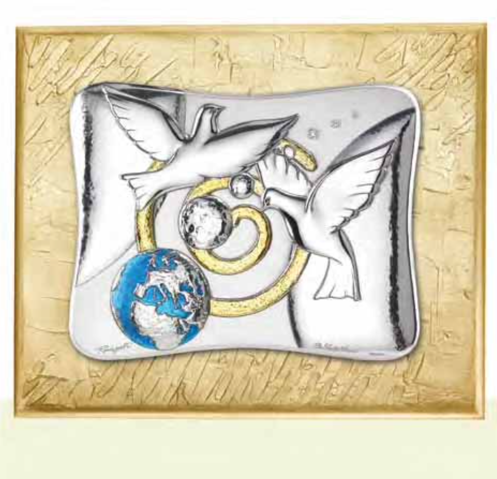 Quadro in argento sacro-La Pace con fondo-3173C