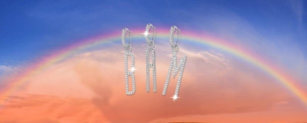 Orecchini Cuori Milano in Argento 925 con iniziale pendente e punto luce