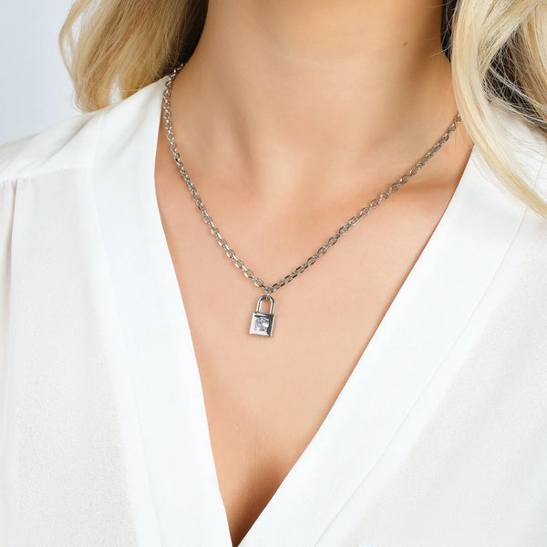 Collana In Acciaio Inox Lucido Da Donna Chisel, Lunghezza 17 Pollici, Colore Argento, Catena Classica