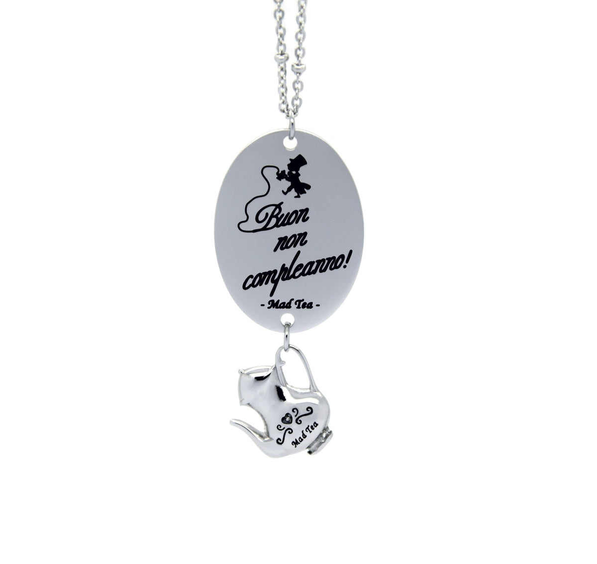 Collana in acciaio Mat Tea collezione Alice in Wonderland-AWC042