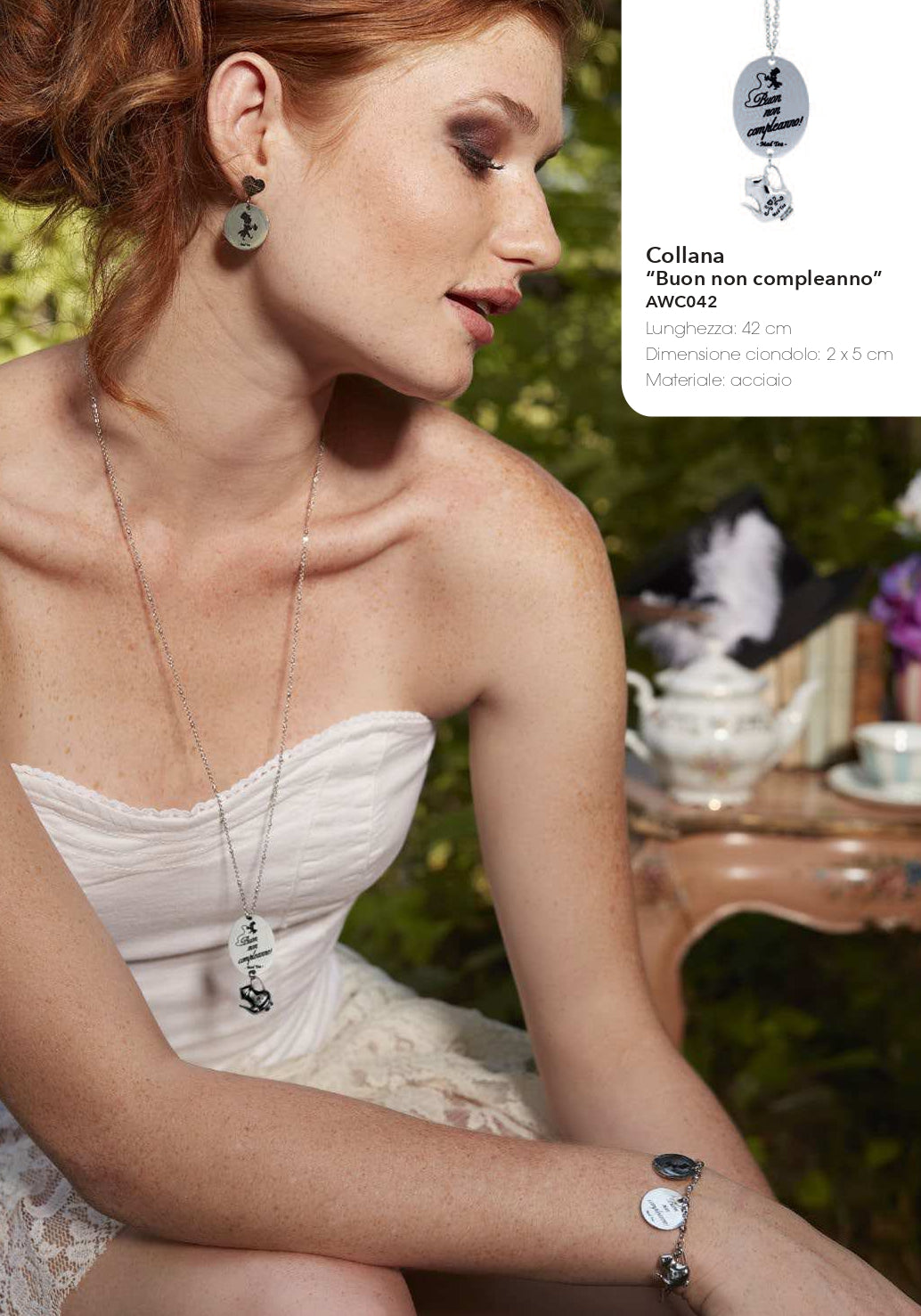 Collana in acciaio Mat Tea collezione Alice in Wonderland-AWC042